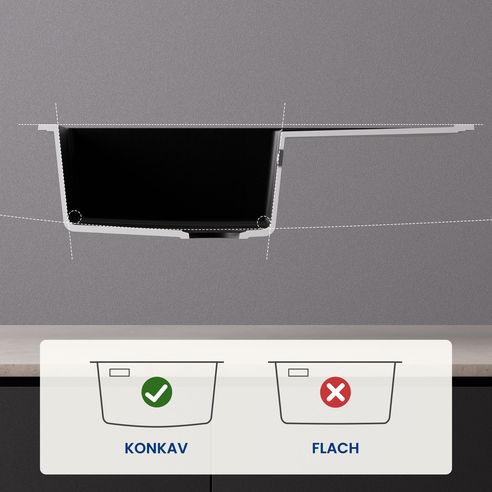 Fregadero CECIPA MAX 1 seno 78x45cm con escurridor - Fregadero encastrable de cuarzo y resina - Fregadero con balda Negro!!! - 9