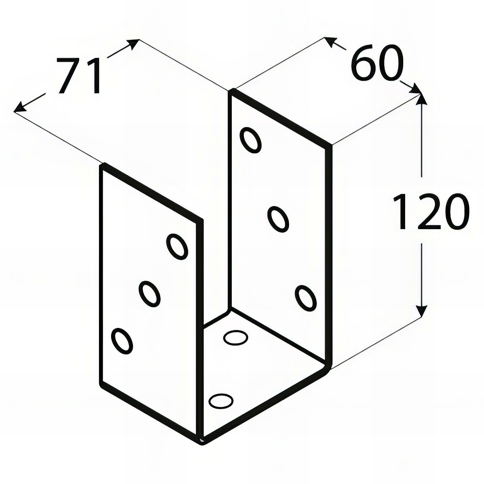 Embase pied de poteau en U zinguée à visser - 71 x 120 x 4 mm - 2
