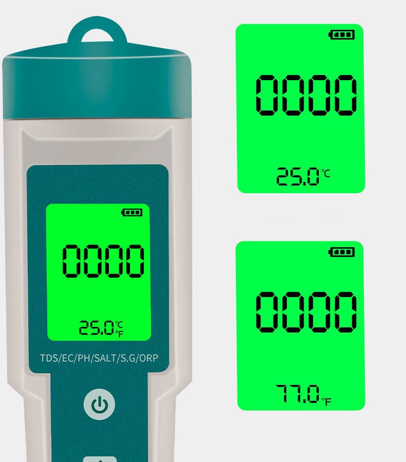 Stylo de test de qualité de l'eau multifonctionnel sept en un, blanc et vert (rétroéclairage, avec batterie) - 5