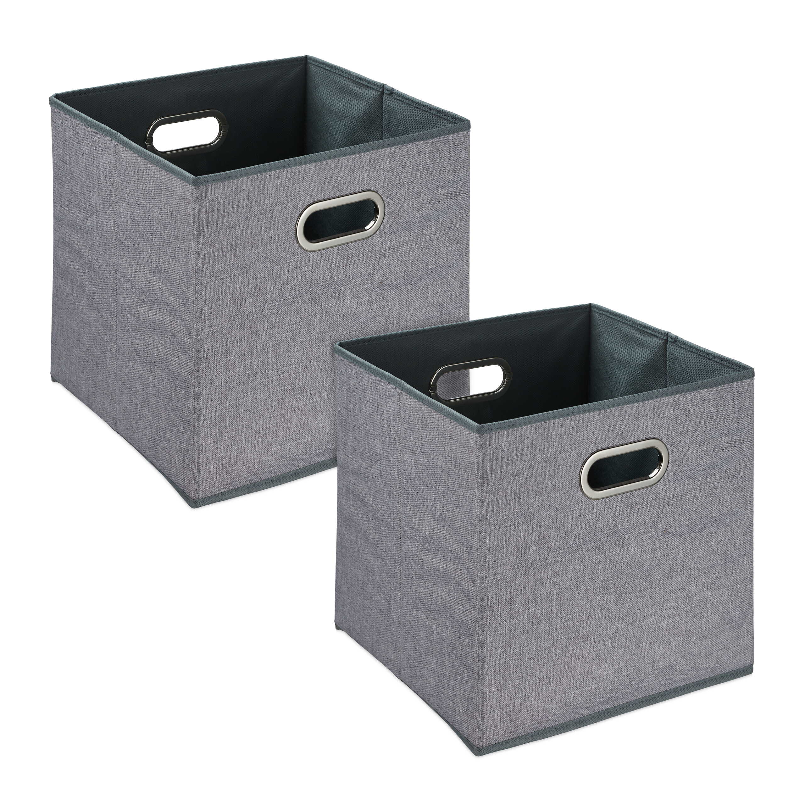 Relaxdays Cajas Almacenaje en Set de 2 Cajones para Estanteria Plegables con Asas 32 x 33 x 33 cm Cestos Lino Gris Leroy Merlin