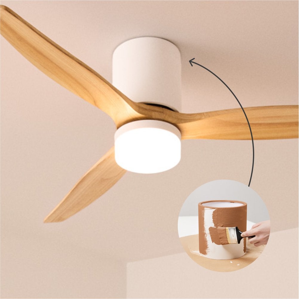 CREATE - WIND CALM CONCRETE - Cichy wentylator sufitowy 40W Ø132cm, 100% drewna, z obudową z gipsu do personalizacji -