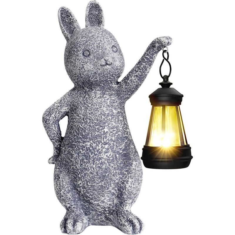 Decoration Jardin Exterieur - Statue de Lapin en Résine - Lanterne Solaire Exterieur - Podświetlana figurka królika na zewnątrz - Królik ozdobny