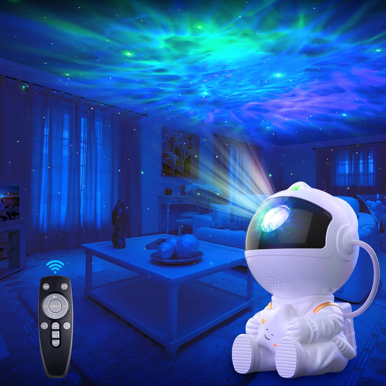 Lampe Projecteur Astronaute – Veilleuse Galaxie Avec Télécommande