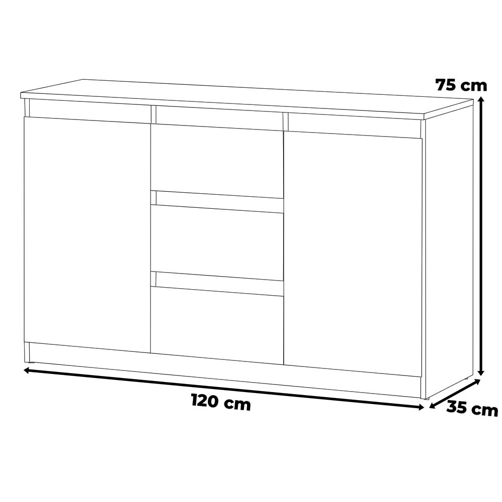 Komoda nowoczesna duża 120cm szafka 3 szuflady biały mat san sebastian - 2