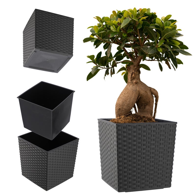 DONICZKA DONICA NA KWIATY KWIETNIK 19cm OSŁONKA Z WKŁADEM PLASTIKOWA GRAFIT