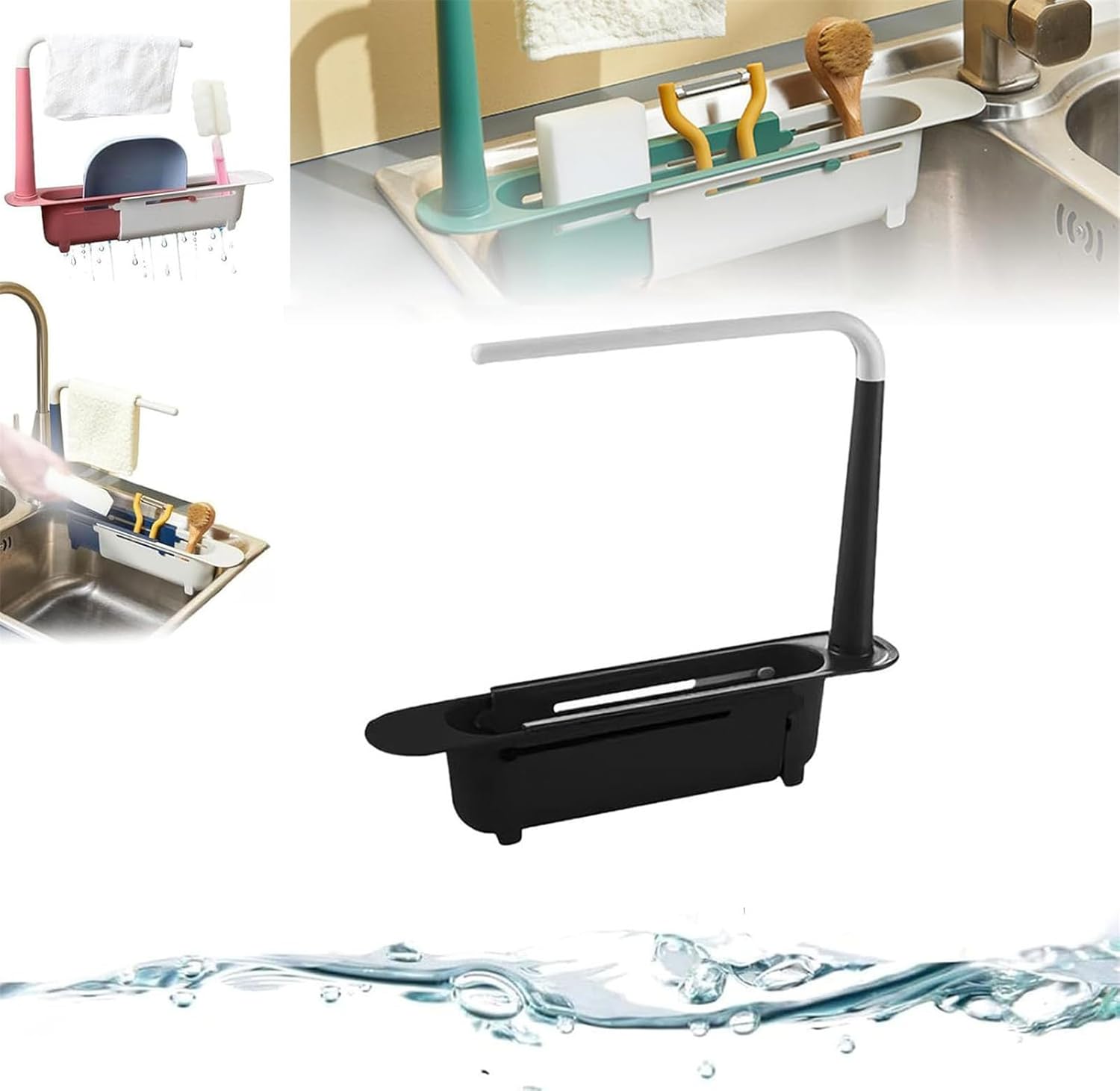 Ociekacz na Gąbki do Zlewu Kuchennego Teleskopowy Organizer do Zlewu Wiszący Ociekacz Przybory Kuchenne Wyjmowany Ociekacz Gąbki Zlewu Przechowywania