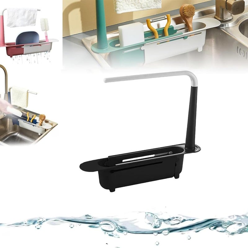 Ociekacz na Gąbki do Zlewu Kuchennego Teleskopowy Organizer do Zlewu Wiszący Ociekacz Przybory Kuchenne Wyjmowany Ociekacz Gąbki Zlewu Przechowywania