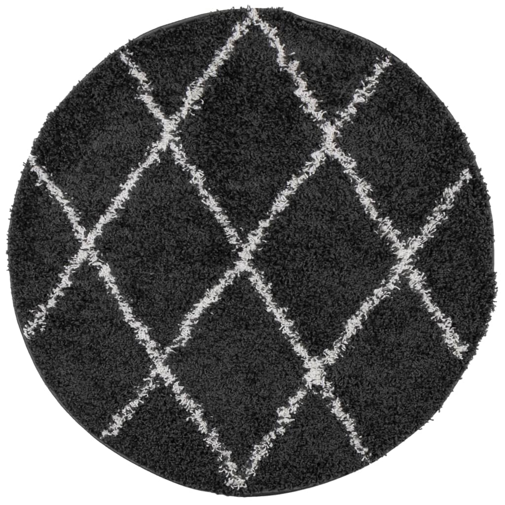 Alfombra de salón | alfombra de pelo largo moderna negro y crema ø 280 cm cfw66308