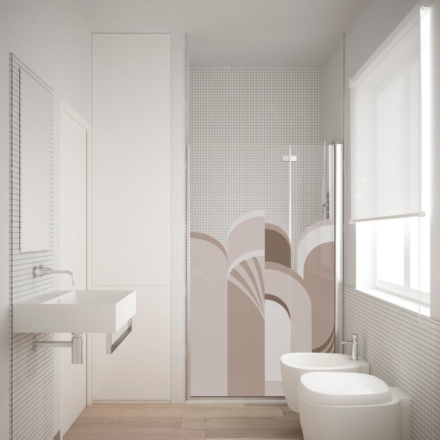 POLYESTER ULTRA-TRANSPARENT SPÉCIAL POUR LE VERRE (FAIT AVEC DU PET) ET SANS ADHÉSIFS Mod. beige monogram 120x149