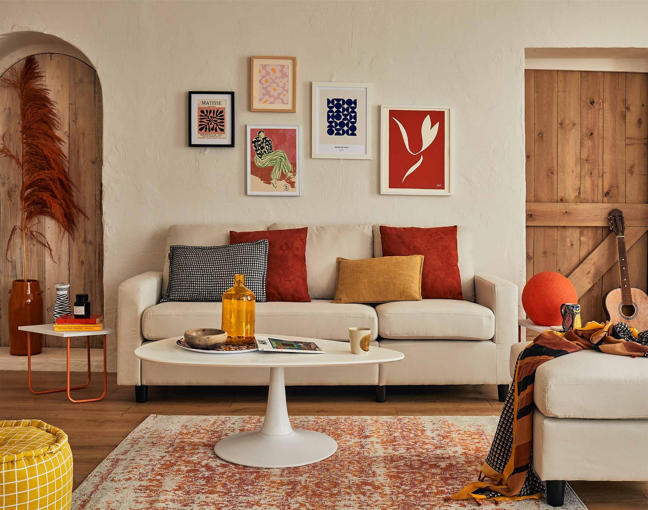 Canapé d'angle réversible 4 places en tissu beige - VIANON - Best Mobilier - 6