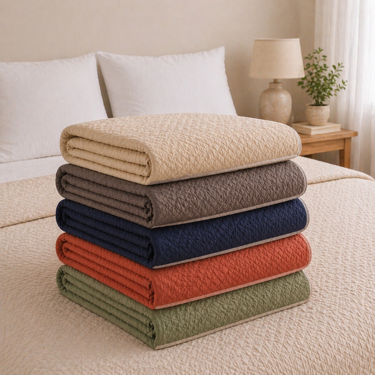 Colcha Bicolor Reversible Oliva/Botella Cama 180cm Donegal Collections - 8