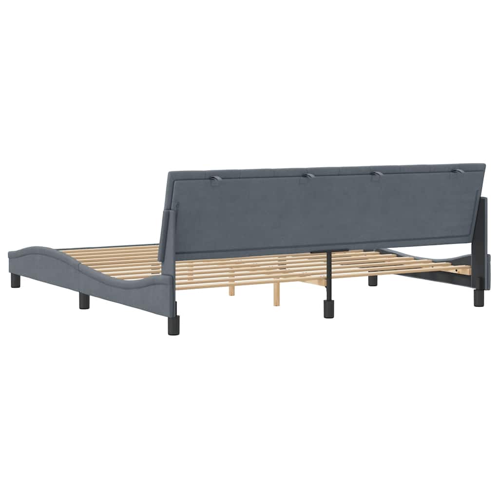 Cadre de lit sans matelas velours gris foncé 200x200 cm - 8