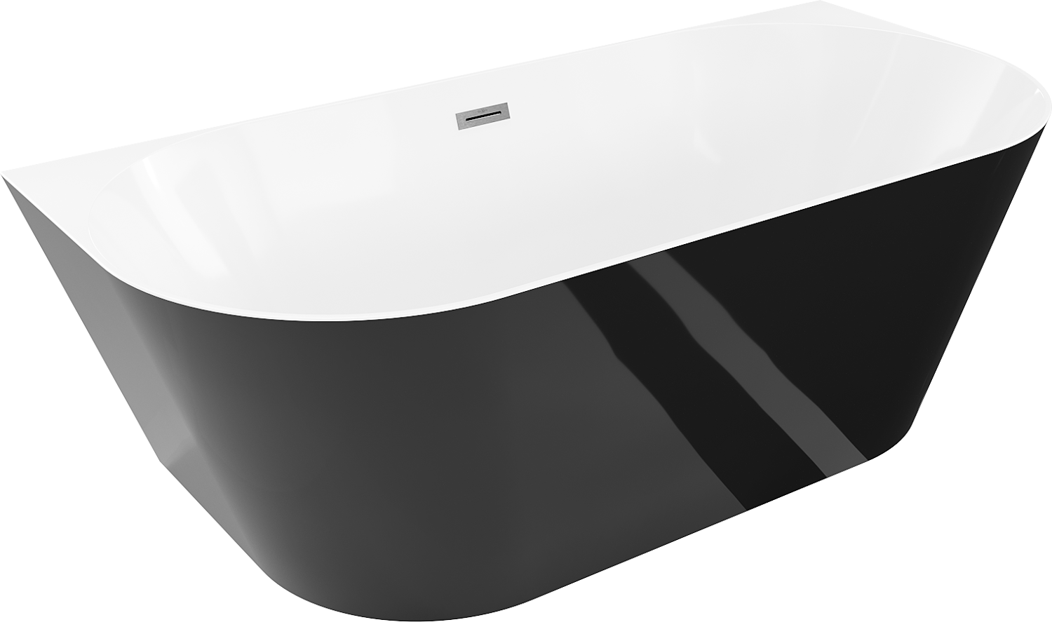 Mexen Oval Slim wanna wolnostojąca przyścienna 170 x 80 cm, biała/czarna, przelew gun gray szczotkowany - 52661708075-66