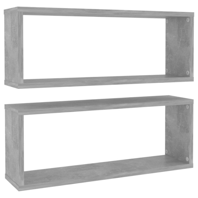 vidaXL Mensole Parete a Cubo 2pz Grigio Cemento 60x15x23cm Multistrato - 2
