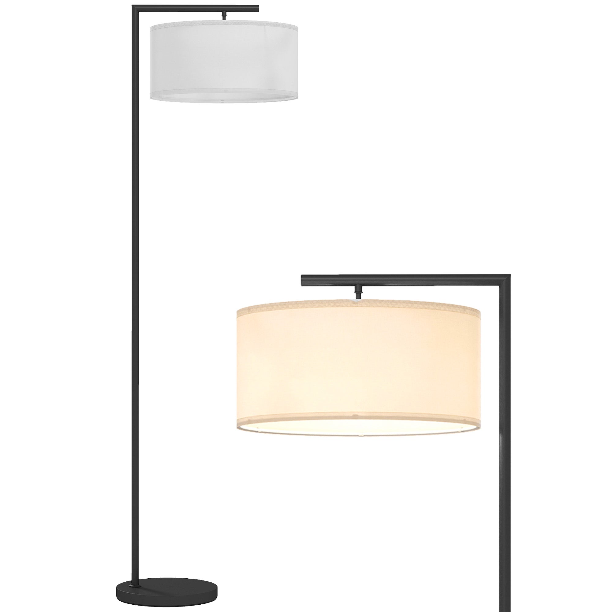 Qazqa SIMPLO Lampada Da Terra Moderna 166cm - Base Nera, Paralume Interno Dorato - Luce Calda Per Soggiorno, Camera Da Letto, Studio - 2