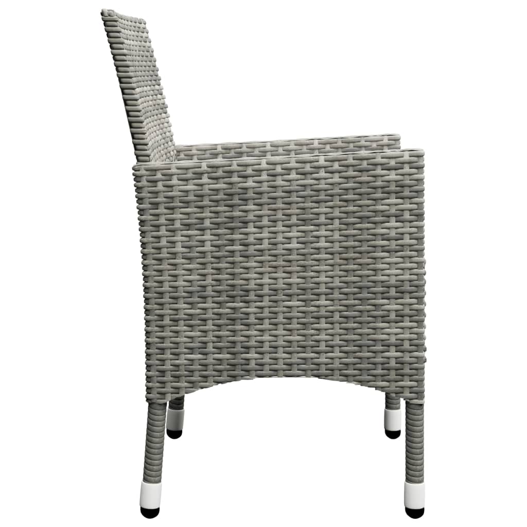 Maison Exclusive - Set Bistrot Giardino 3 pz Polyrattan e Vetro Temperato Grigio - 8