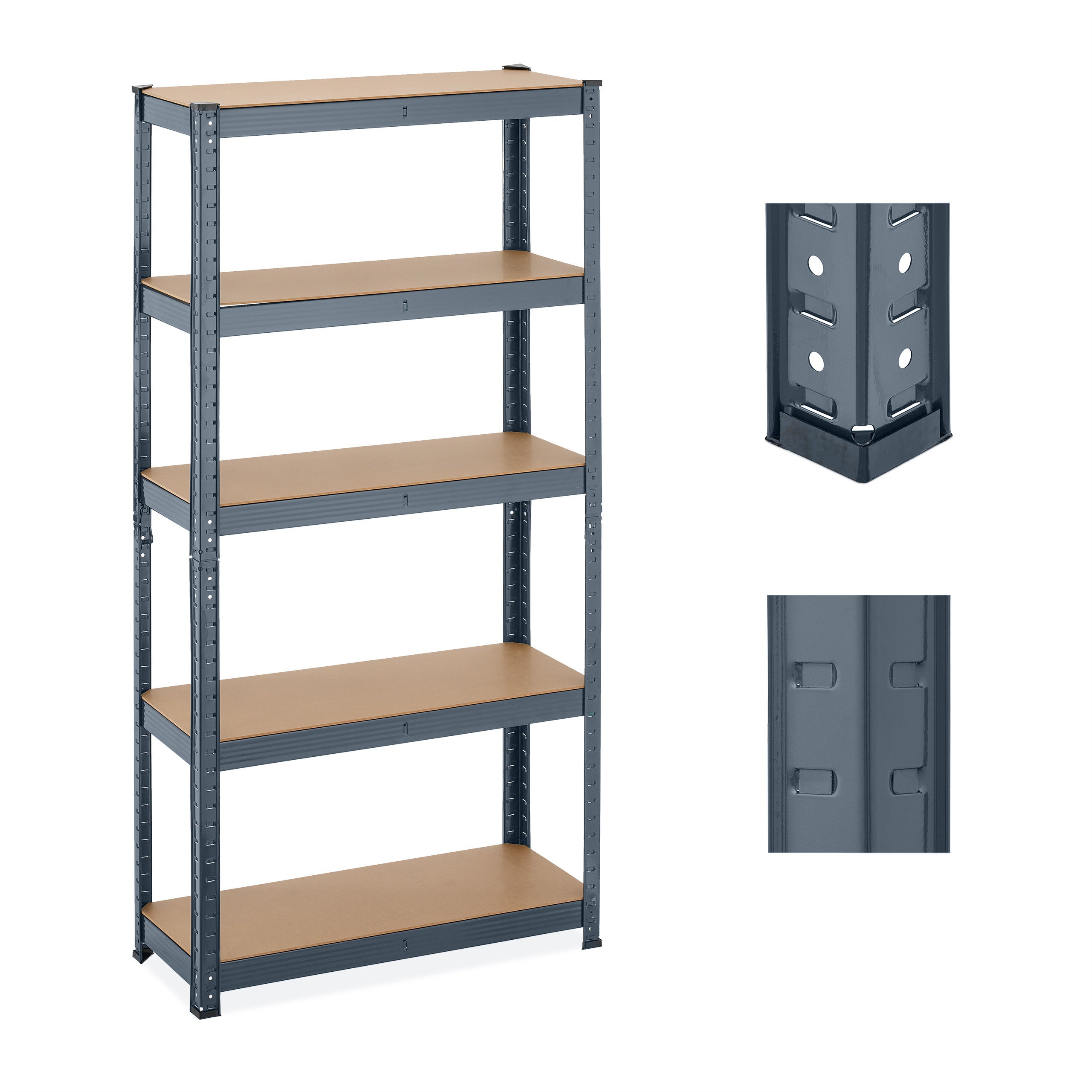 Relaxdays Étagère Charge Lourde 5 Niveaux - 180x100x40 Cm - Jusqu’à 1250 Kg - Métal Argenté