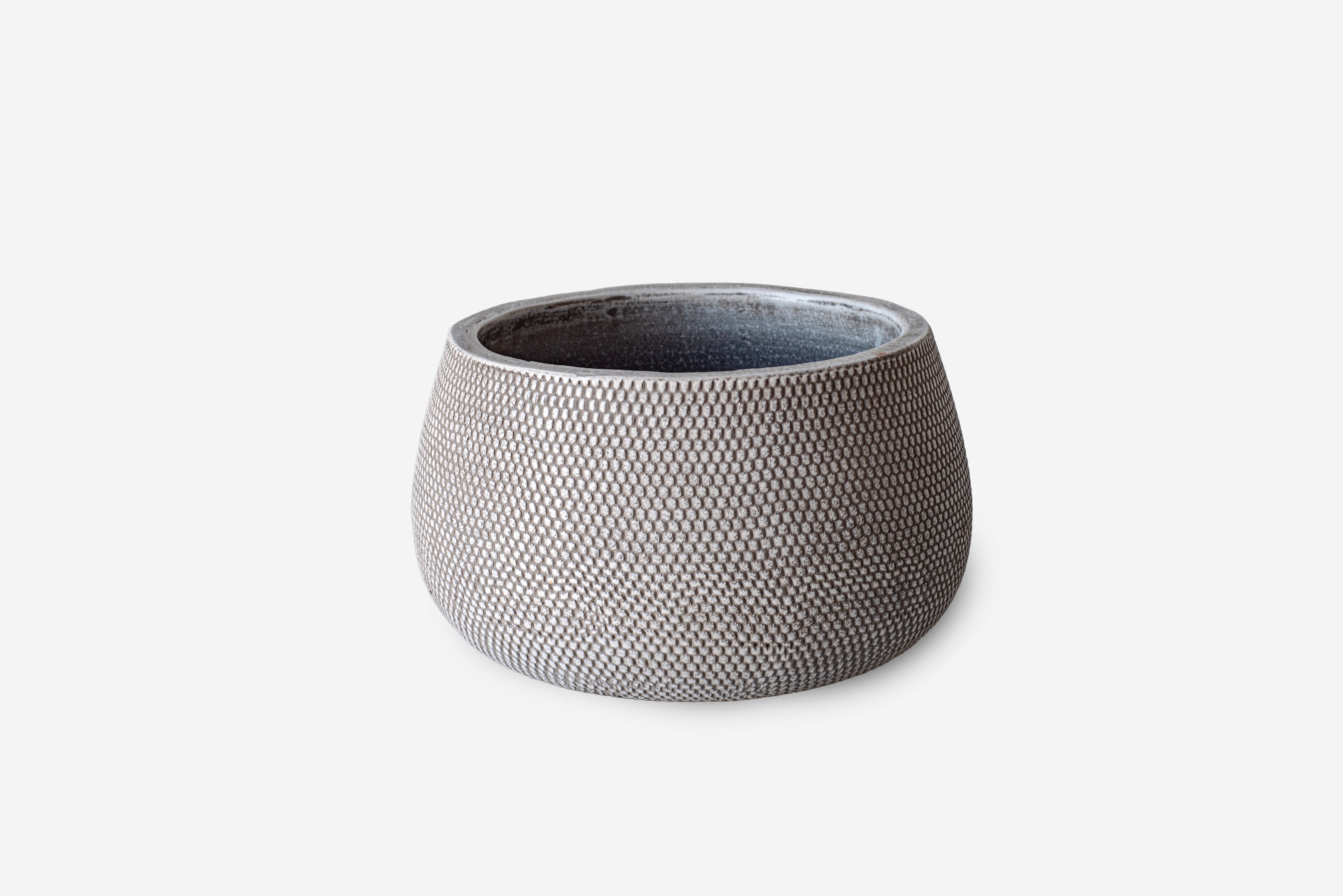 Okrągła beżowa ceramiczna doniczka Ø21x12 cm