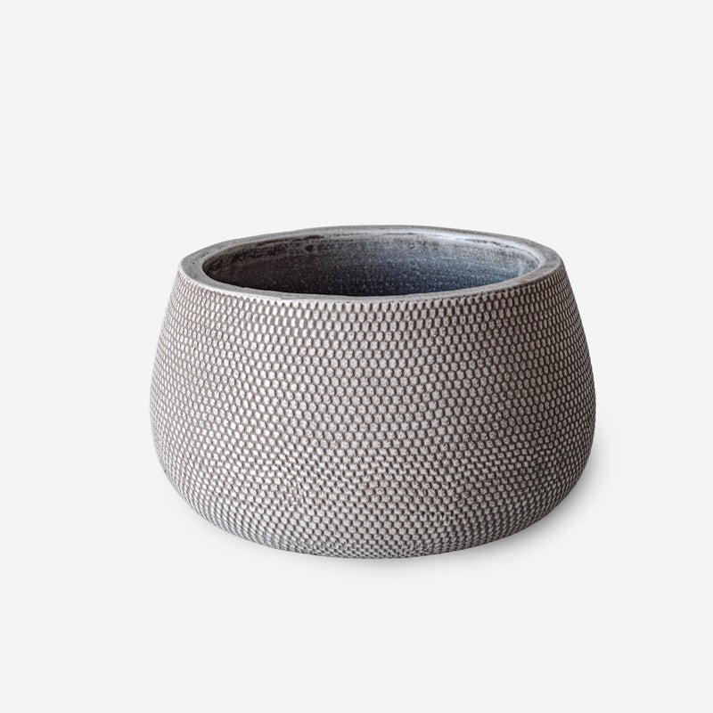 Okrągła beżowa ceramiczna doniczka Ø21x12 cm