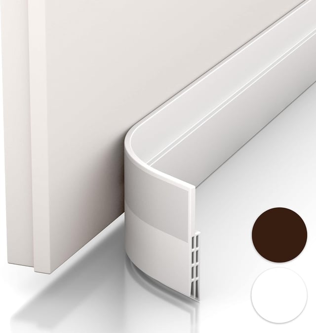 Bas de porte anti-courant d'air & étanchéité porte - idéal pour l'isolation contre le froid, le bruit & l'humidité (1 x blanc)