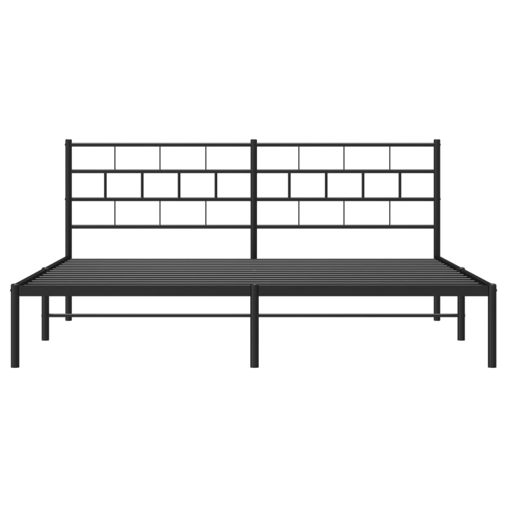 Estructura cama sin colchón con cabecero metal negro 180x200 cm vidaXL - 4