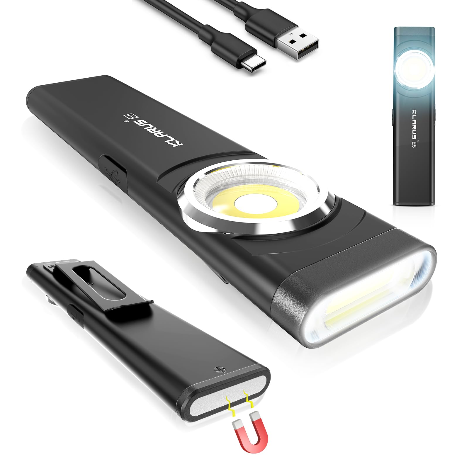 Mini Latarka USB C z możliwością ładowania lumenów COB z podstawą magnetyczną i klipsem do pętli do konserwacji na kemping wędrówki nagłe wypadki