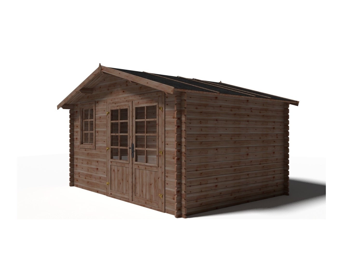 Abri de jardin en bois - 11.7m2 - 3.9x3m - Traité - Ep. 34mm - Couleur: marron - DOM562 - ALTANKA - 7