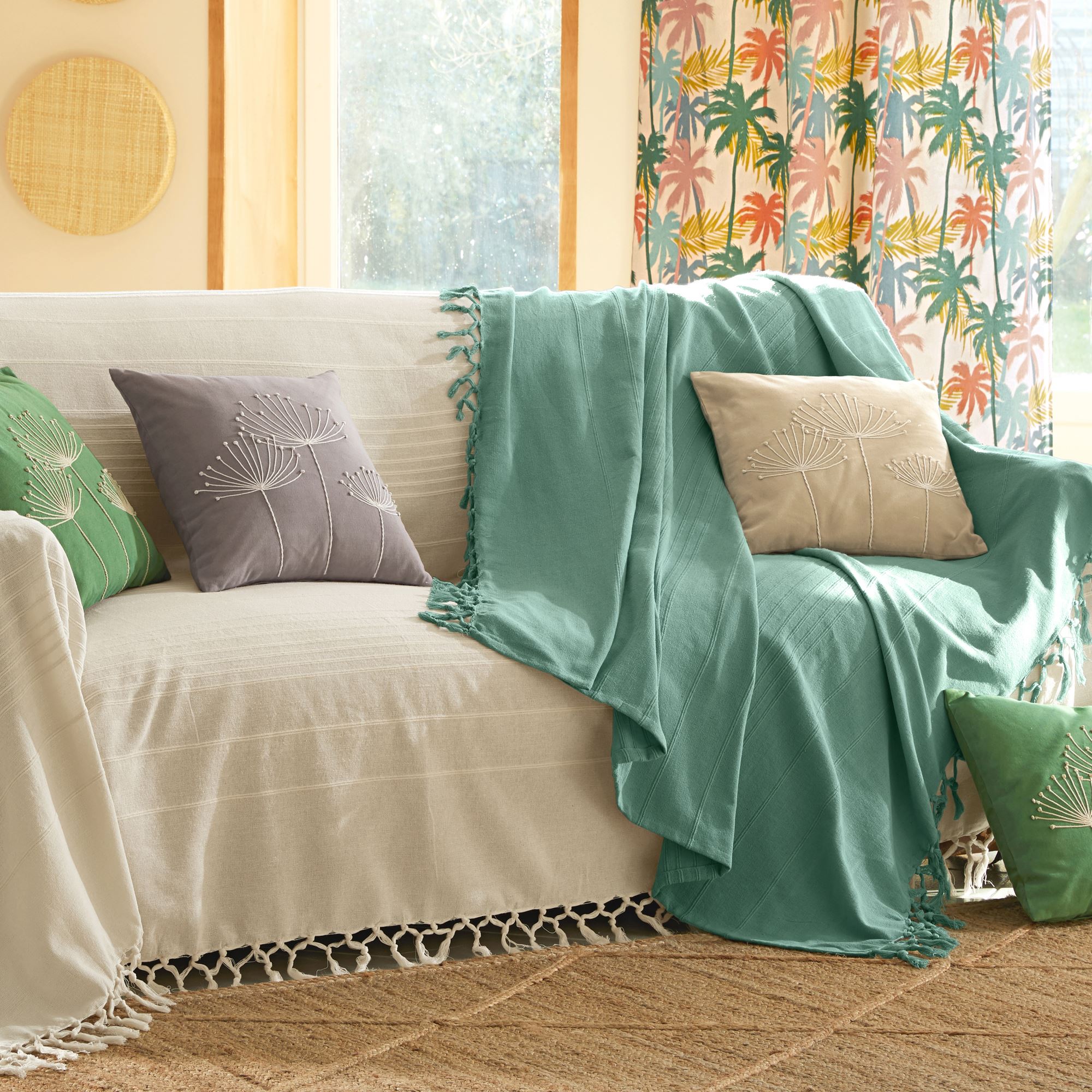 Coussin LAYA 40x40 beige en coton - 3