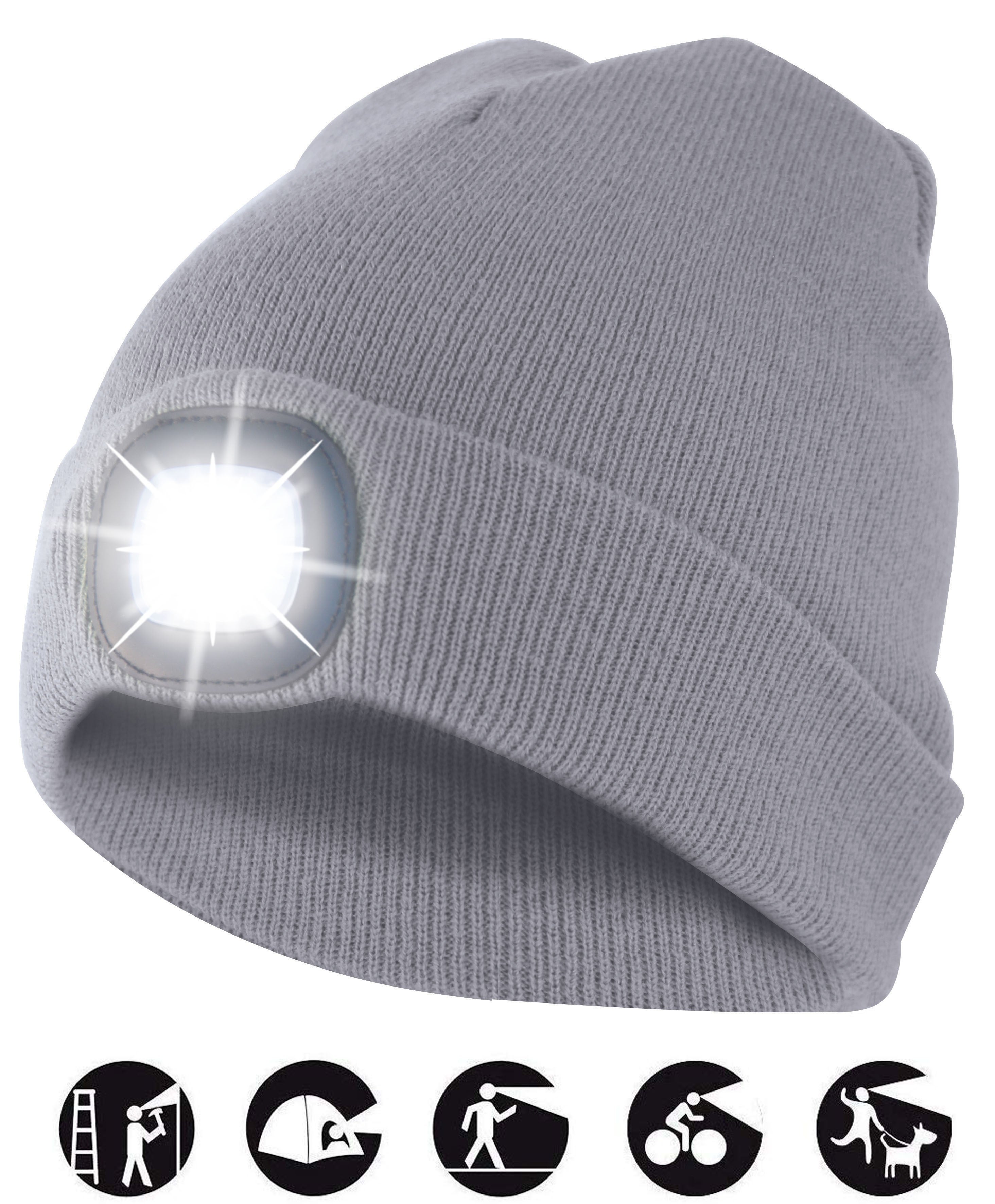 LIGHTHOUSE : Bonnet avec frontale LED rechargeable. Gris clair - 6