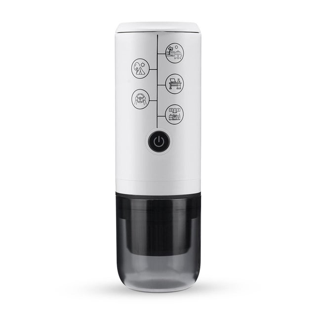 Przenośny ekspres do kawy espresso 3 w 1 z podwójną szufladą, kompatybilny z kapsułkami Nespresso i mieloną kawą, bateria 2600 mAh, kolor biały