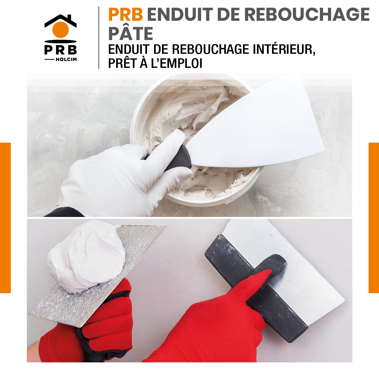 Enduit de Rebouchage Pâte 8kg PRB - Réparation Rapide de Fissures et ...