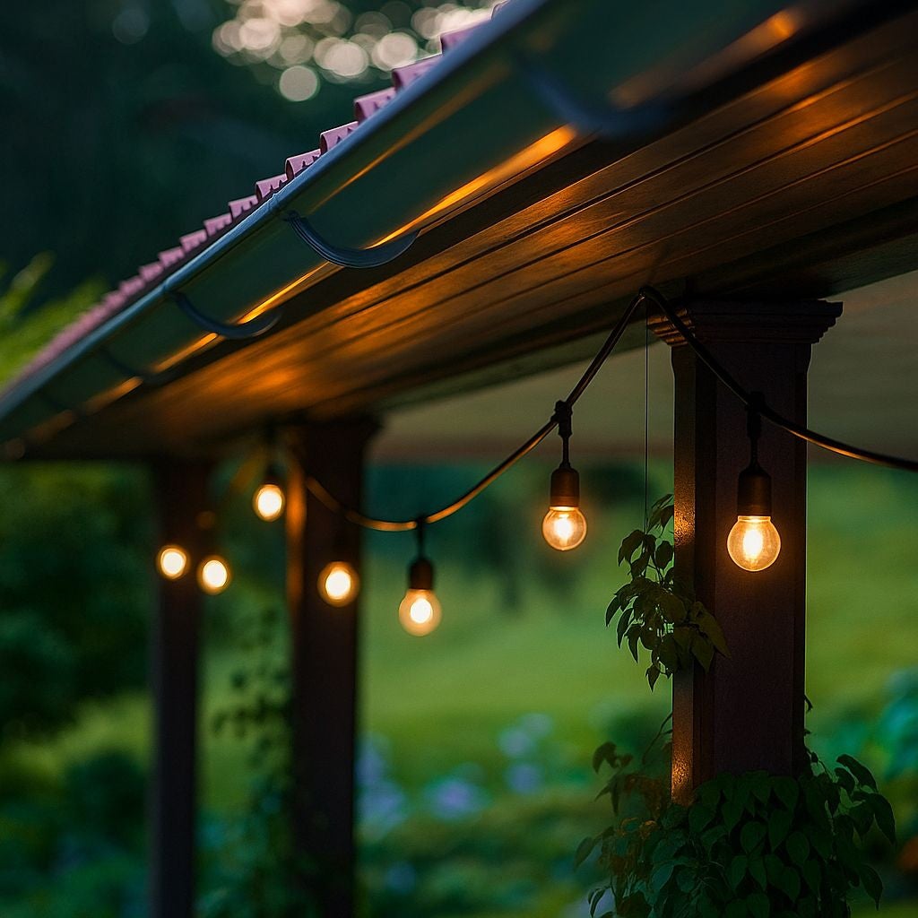 Guirlande lumineuse d'extérieur - 10 ampoules LED E27 1W - Blanc chaud - 10 m - IP44 - 2