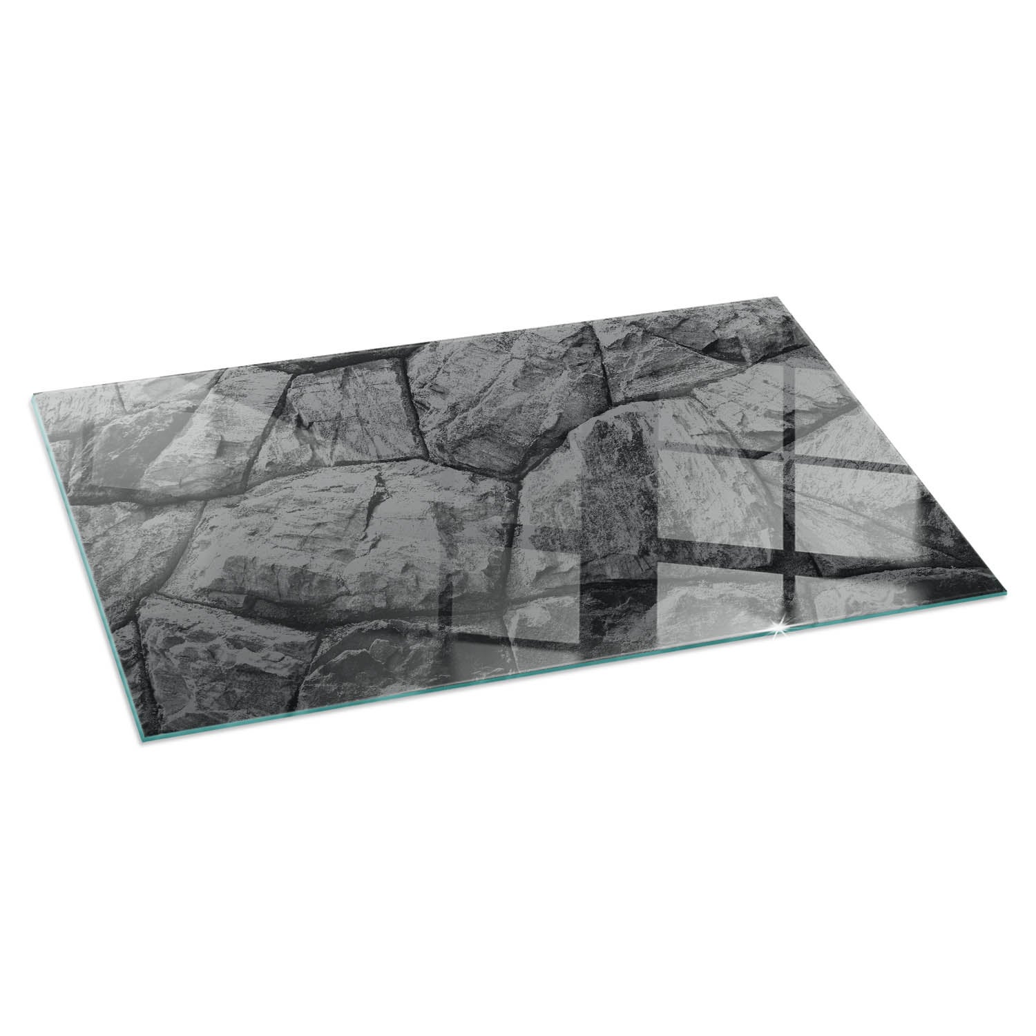Prostokątna płyta szklana ochronna pod piecyk, kominek - 100x50 cm - Naturalny kamienny wzór - TULUP