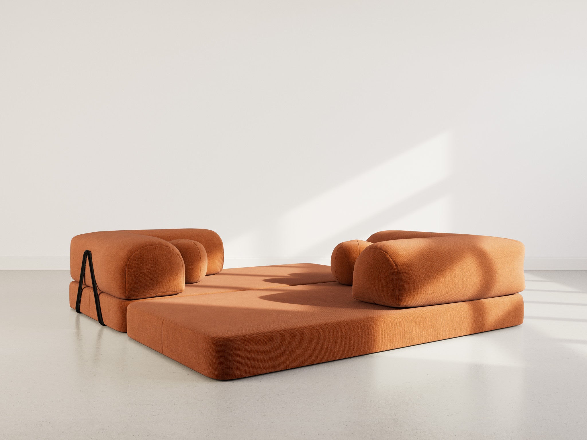 Canapé droit convertible 3 places en velours texturé terracotta - NEBULA - Best Mobilier - 6