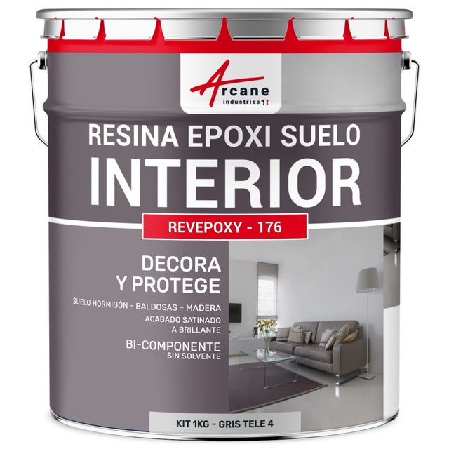 Resina epoxi para suelos interiores - REVEPOXY - 176 - 1 kg (hasta 5 m² en 2 capas) Gris tele 4 - RAL 7047 - ARCANE INDUSTRIES