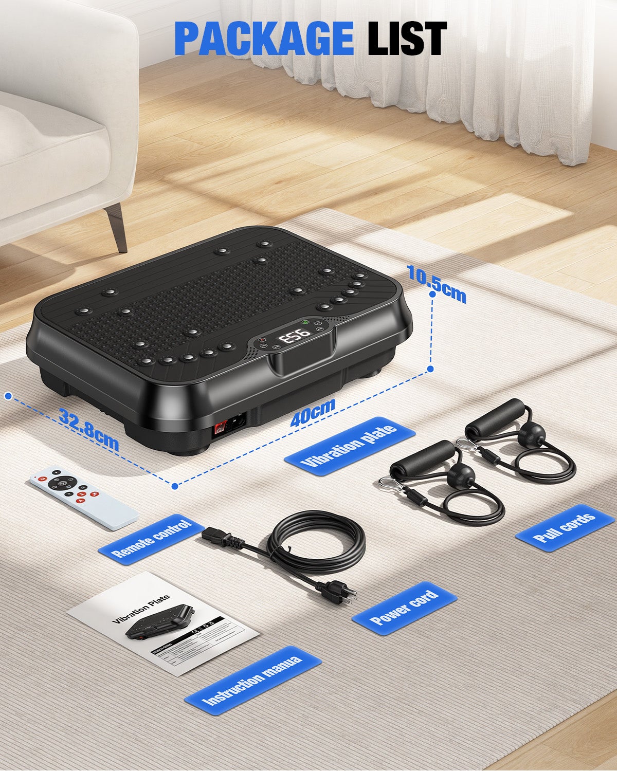 PLATAFORMA VIBRANTE, Potente plataforma vibratória muscular para musculação e escultura com controle remoto e cordão de tração - 9