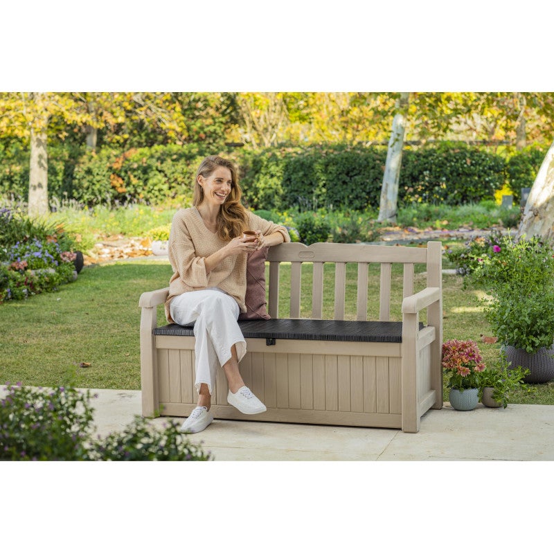 Cassapanca in Resina Eden Storage Bench Beige Cm. 140X60X84H Keter - 5