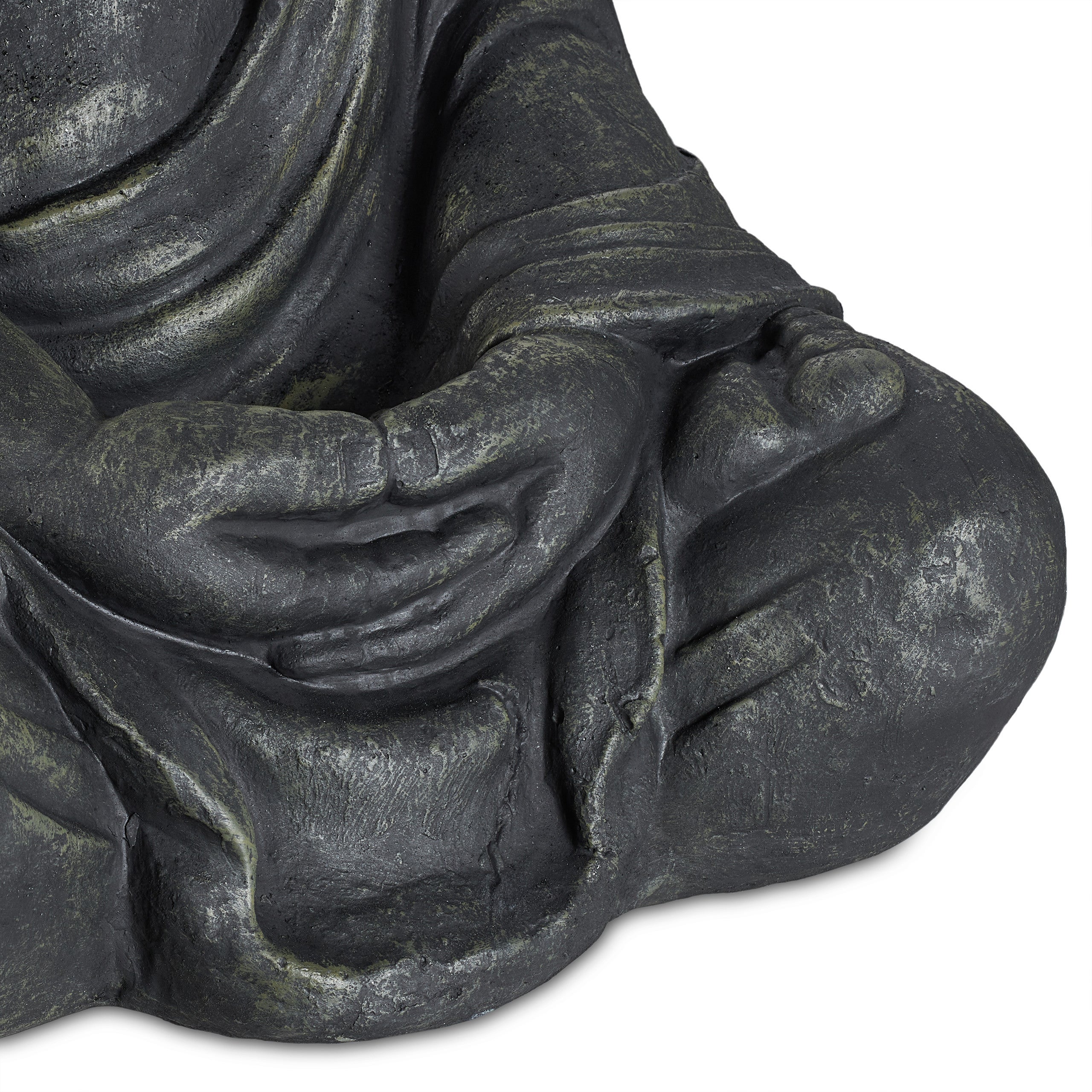 Statue de Bouddha assise 70cm, figurine de jardin XL, vintage, résistant aux intempéries & au gel, anthracite, Relaxdays - 8