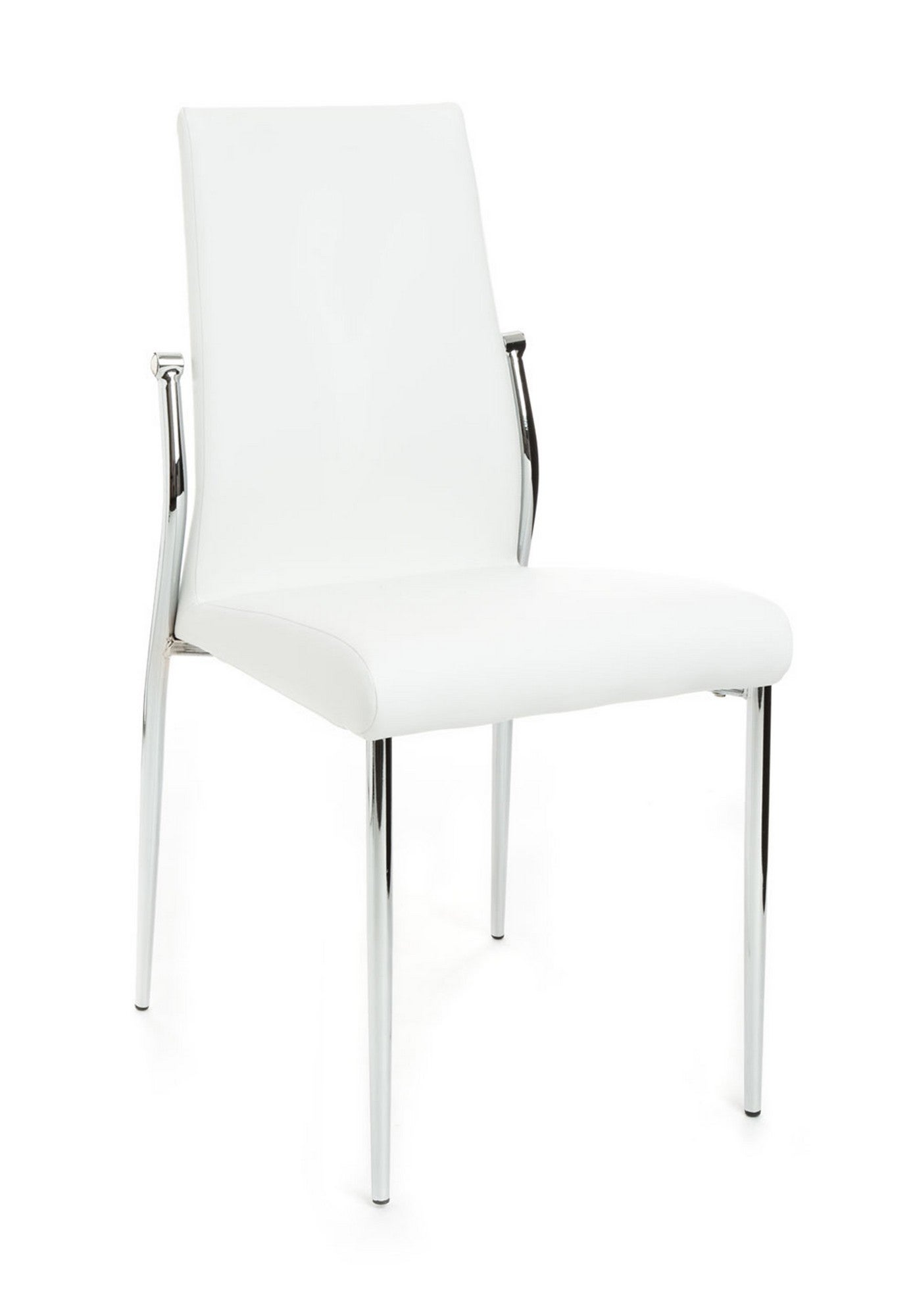 Zestaw 4 krzeseł MARGO' WHITE ze skóry syntetycznej i chromowanymi nogami, H85 W41 D53, do kuchni lub salonu