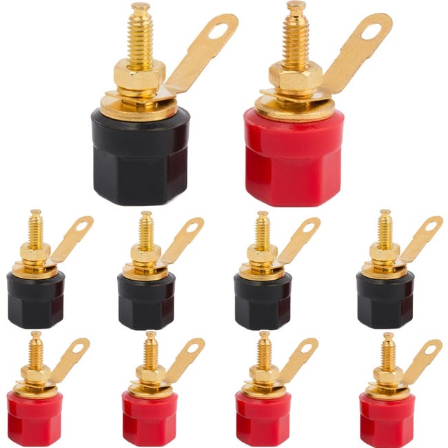 10 pozłacanych 4 mm żeńskich gniazd bananowych do głośników