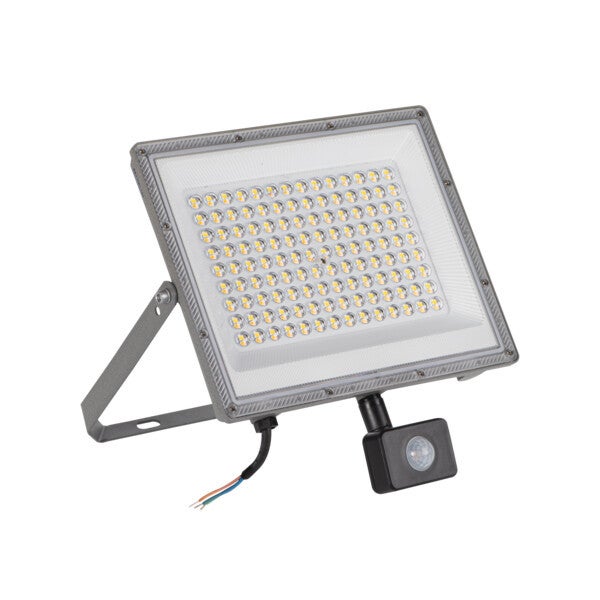 Naświetlacz LED z czujnikiem ruchu szary LED 100W 3000/4000/6500K 8500/10800/9700lm IP44 wym: 30,4 x 27,5 x 5,1 cm aluminium Kanlux