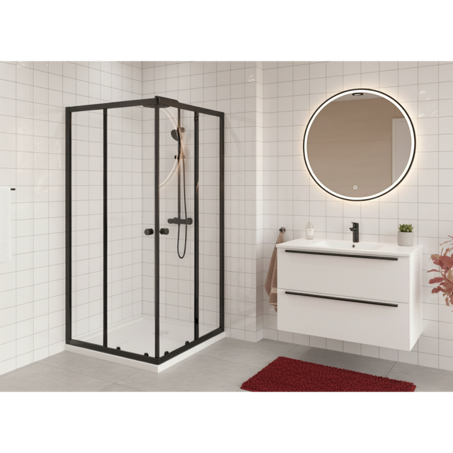 Swiss Aqua Technologies SAT PROJECT Douche 90x90cm coulissante avec profilé noir mat (SATPROMUQ90CT)