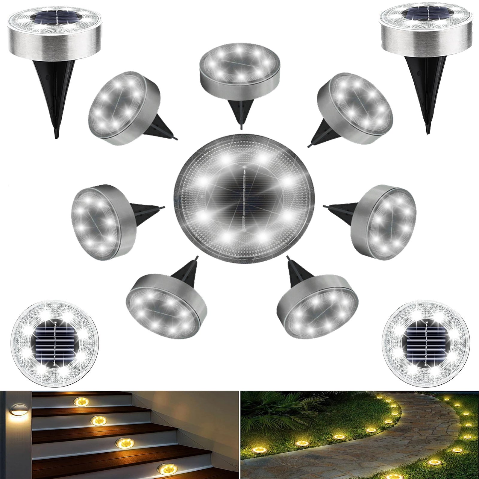 szt solarnych lamp krajobrazowych do ogrodu wodoodporne lampy gruntowe solarne białe światło wbudowany czujnik światła odpowiednie do ogrodzenia