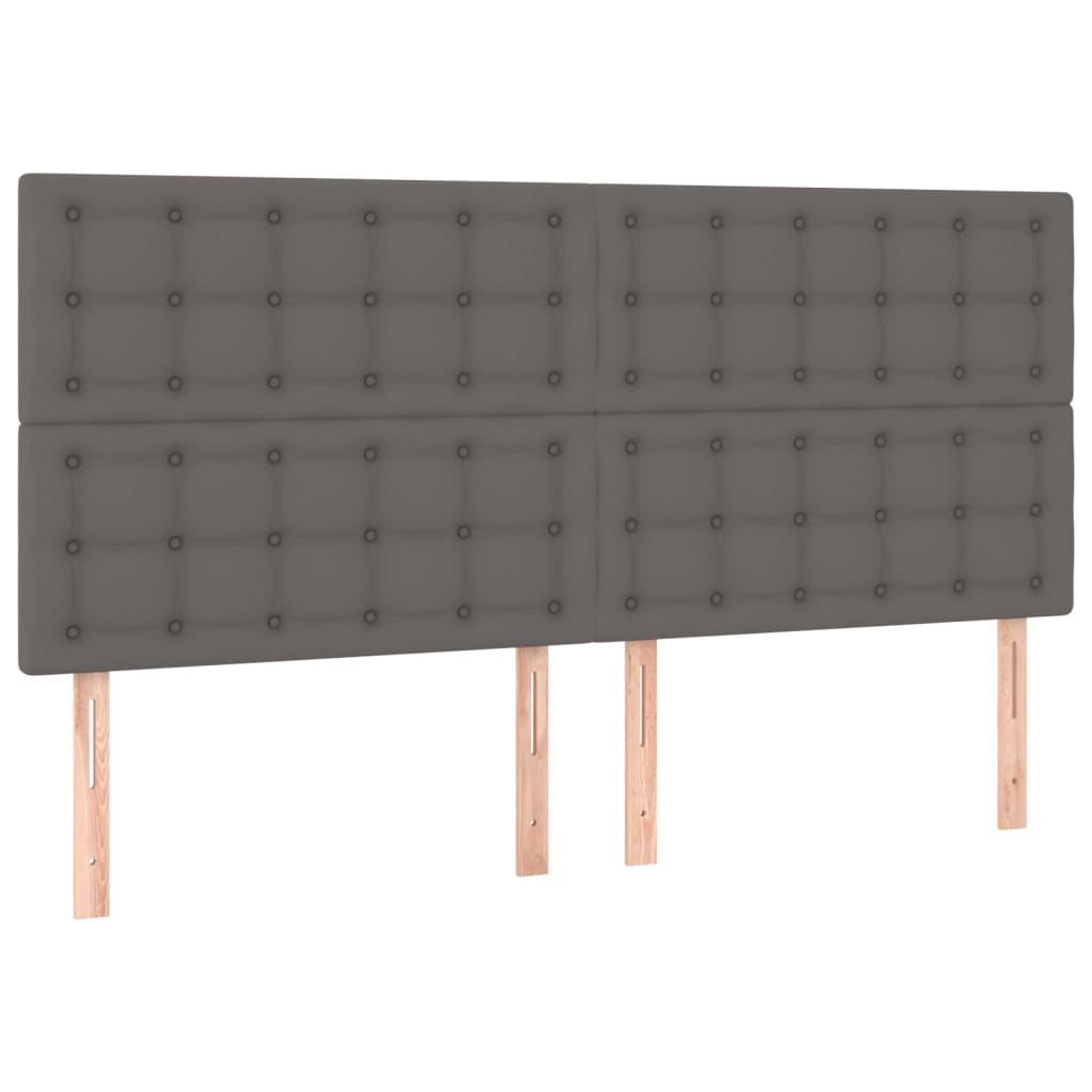 Cadre de lit sans matelas gris similicuir - 9