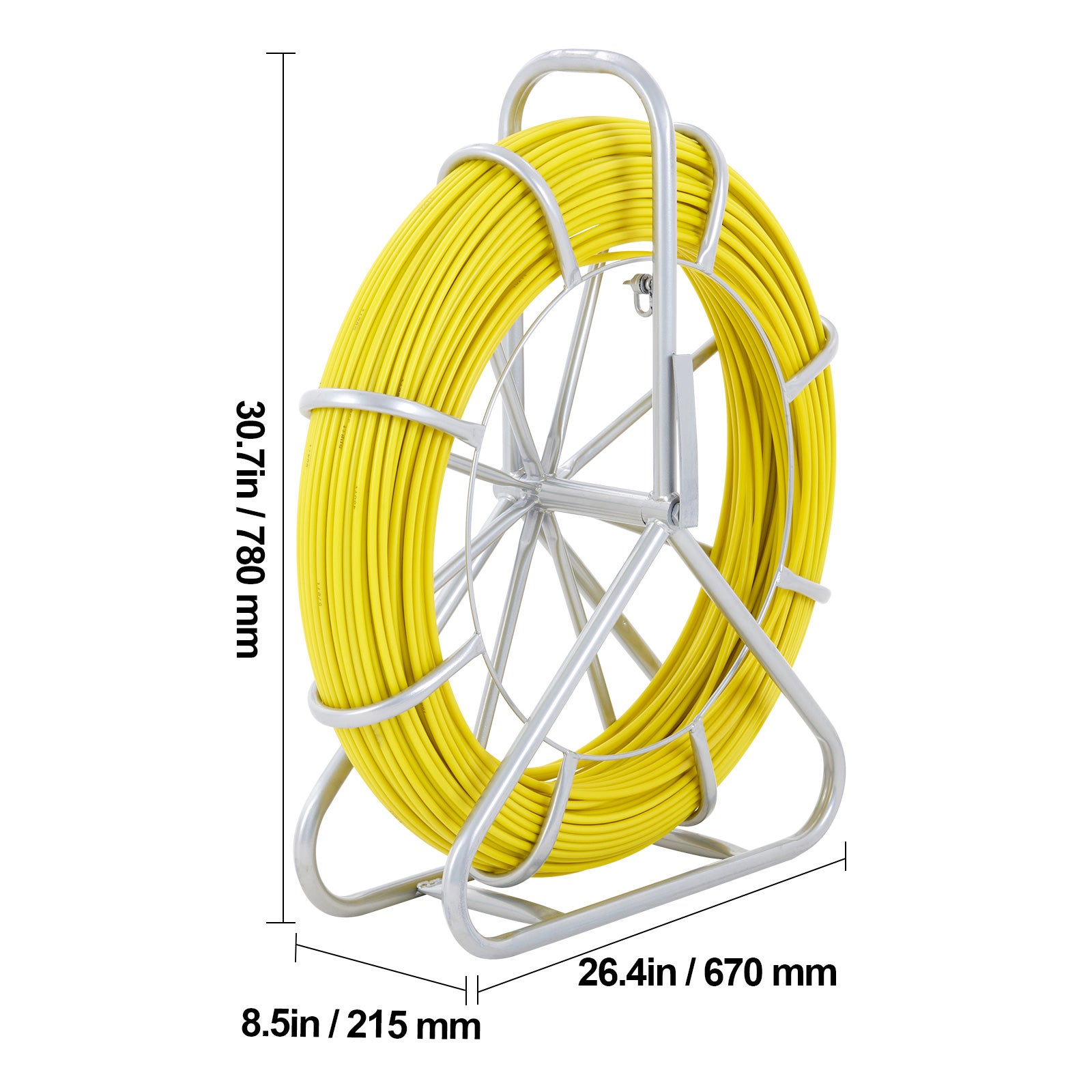Ruban tire-fil en fibre verre SucceBuy 492 pi × 5/16 po, avec support bobine en acier et 3 têtes de traction, outil de câblage pour murs et conduits - 2