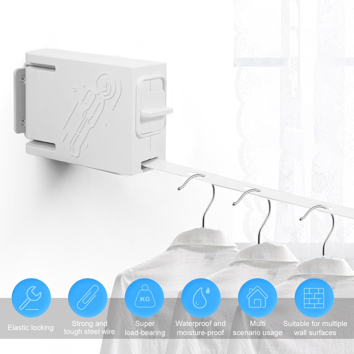 MECCANIXITY Corde à Linge En Coton Blanc à 3 Brins Torsadée épaisse Pour Extérieur, Suspension Murale, Suspension De Plantes, Nœuds, Corde à Linge Blanche De 12 Mm X 10 M