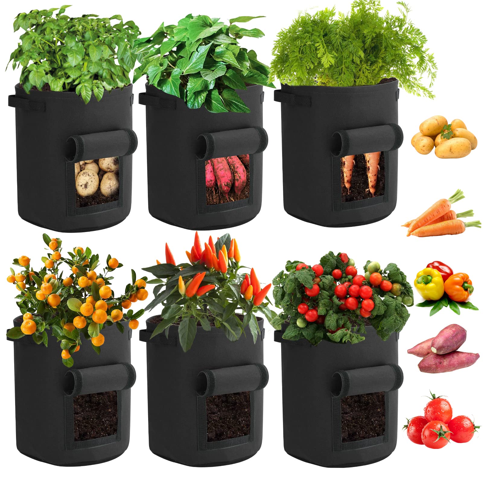 MIOHNAN Paquete De 4 Bolsas De Cultivo Para Macetas De Patatas De 15  Galones Con Solapa, Cubeta De Contenedores De Cultivo, Maceta De Jardín De  Tela No Tejida Para Cultivar Papas, Tomate, Verduras, image size:1601x1601