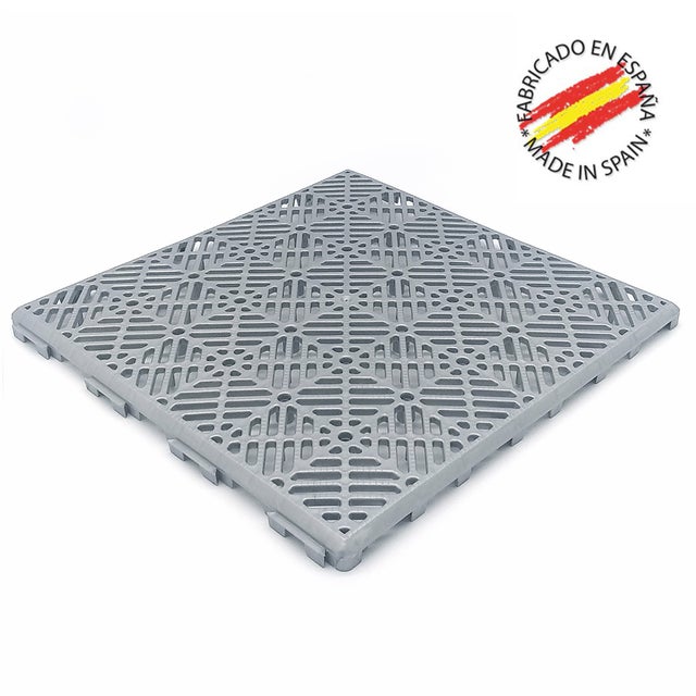 Piastrella Grigio alluminio ventilata in polipropilene 30x30x1,5cm - Per fondi piscina, terrazze, pavimenti galleggianti, erba sintetica, cucce