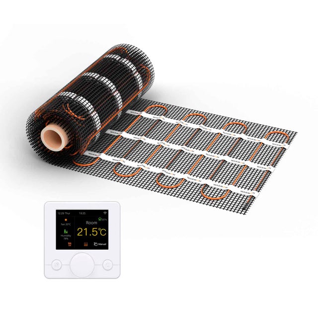 Chauffage au sol WARMON CLASSIC 150 W/m² avec thermostat R7C-716 intelligent WiFi écran LCD-couleur, blanc - 4,5 m²