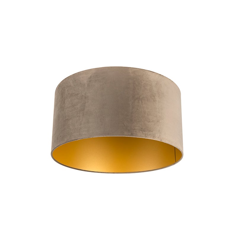 Qazqa classic-antique - Cilinder Velours - taupe, supports-e27, diameter 50 centimeter